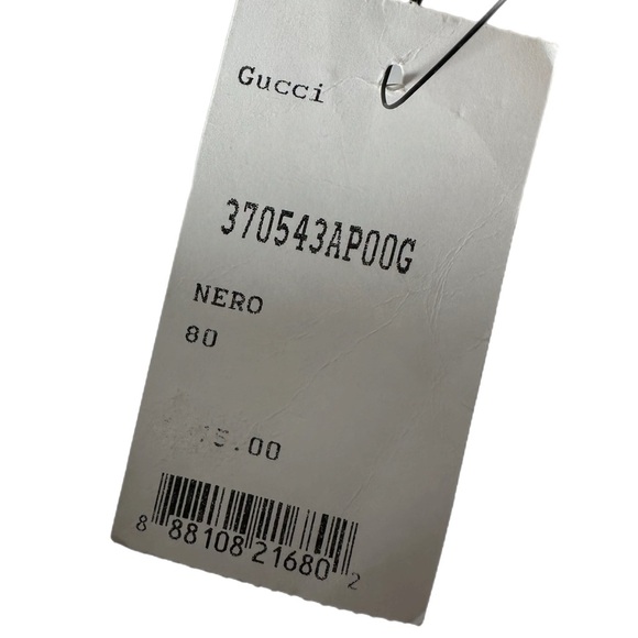 Gucci-Blondie Belt Black Leather Interlocking G Size EU-80 US-31.5 - Picture 3 of 5